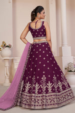 Load image into Gallery viewer, Wine Embroidered Georgette Wedding Wear Lehenga Choli