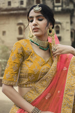 Load image into Gallery viewer, Satin Wedding Wear Yellow Color Lovely Embroidered Lehenga Choli
