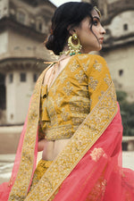 Load image into Gallery viewer, Satin Wedding Wear Yellow Color Lovely Embroidered Lehenga Choli
