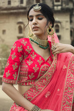 Load image into Gallery viewer, Beautiful Satin Fabric Embroidered Wedding Wear Lehenga Choli In Pink Color
