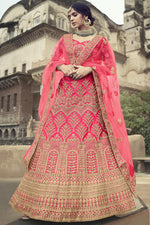 Load image into Gallery viewer, Beautiful Satin Fabric Embroidered Wedding Wear Lehenga Choli In Pink Color
