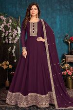 Load image into Gallery viewer, Georgette Fabric Festive Wear Embroidered Maroon Color Anarkali Suit
