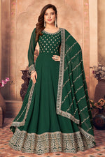 Load image into Gallery viewer, Dark Green Color Georgette Fabric Function Wear Embroidered Beautiful Anarkali Suit
