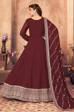 Load image into Gallery viewer, Function Wear Georgette Fabric Embroidered Maroon Color Anarkali Suit