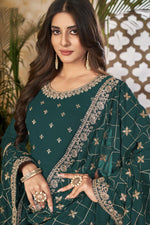 Load image into Gallery viewer, Beauteous Teal Color Georgette Fabric Embroidered Work Anarkali Suit
