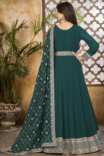 Load image into Gallery viewer, Beauteous Teal Color Georgette Fabric Embroidered Work Anarkali Suit
