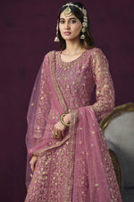 Load image into Gallery viewer, Pink Color Festive Wear Embroidered Fashionable Anarkali Suit In Net Fabric
