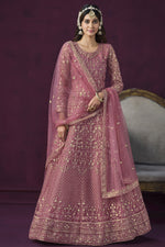 Load image into Gallery viewer, Pink Color Festive Wear Embroidered Fashionable Anarkali Suit In Net Fabric
