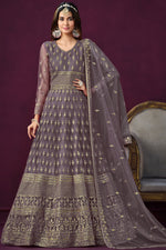 Load image into Gallery viewer, Lavender Color Embroidered Long Anarkali Suit In Net Fabric