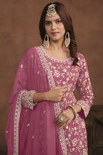Load image into Gallery viewer, Pink Georgette Fabric Embroidered Function Wear Fancy Palazzo Salwar Kameez
