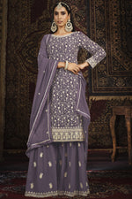 Load image into Gallery viewer, Embroidered Palazzo Salwar Kameez In Lavender Color
