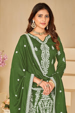 Load image into Gallery viewer, Alluring Green Color Art Silk Fabric Sangeet Function Palazzo Suit