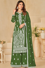 Load image into Gallery viewer, Alluring Green Color Art Silk Fabric Sangeet Function Palazzo Suit