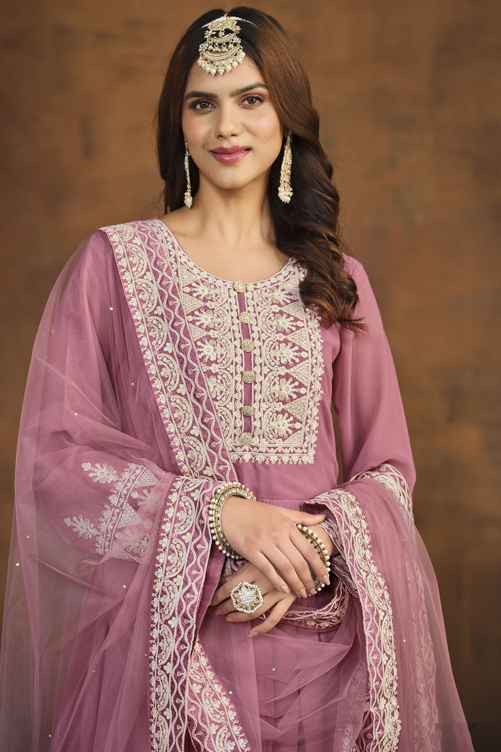 Incredible Georgette Pink Color Festival Wear Palazzo Suit