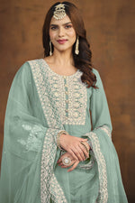 Load image into Gallery viewer, Engaging Cyan Color Georgette Festival Wear Palazzo Suit
