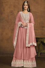 Load image into Gallery viewer, Classic Peach Color Festival Wear Palazzo Suit In Georgette Fabric
