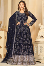 Load image into Gallery viewer, Radiant Navy Blue Color Georgette Fabric Embroidered Anarkali Suit
