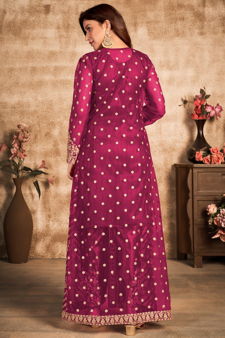 Embroidered Purple Color Function Wear Net Fabric Designer Salwar Suit