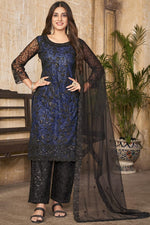 Load image into Gallery viewer, Navy Blue Color Ingenious Net Fabric Embroidered Salwar Suit
