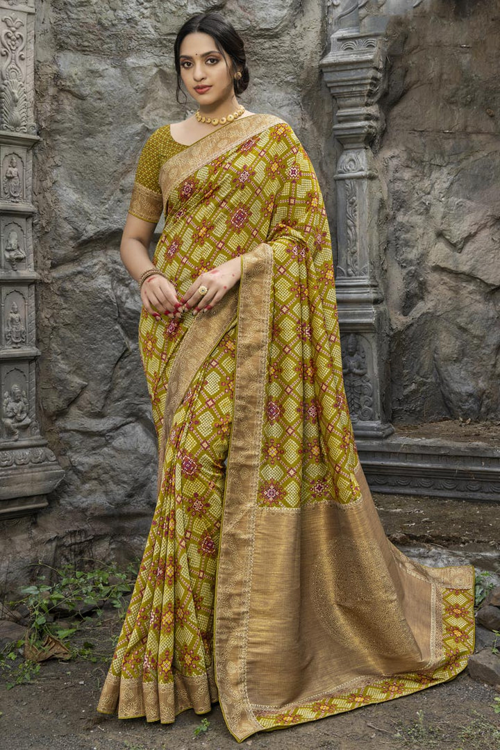 Sea Green Color Puja Wear Art Silk Fabric Fancy Weaving Work Saree