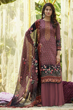 Load image into Gallery viewer, Wine Color Cotton Fabric Fancy Printed Casual Wear Palazzo Suit