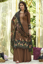 Load image into Gallery viewer, Cotton Fabric Printed Daily Wear Palazzo Salwar Suit In Brown Color