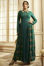 Load image into Gallery viewer, Designer Fancy Fabric Party Style Embroidered Teal Color Readymade Gown