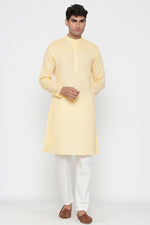 Load image into Gallery viewer, Beige Color Cotton Fabric Festive Wear Trendy Kurta Pyjama For Men
