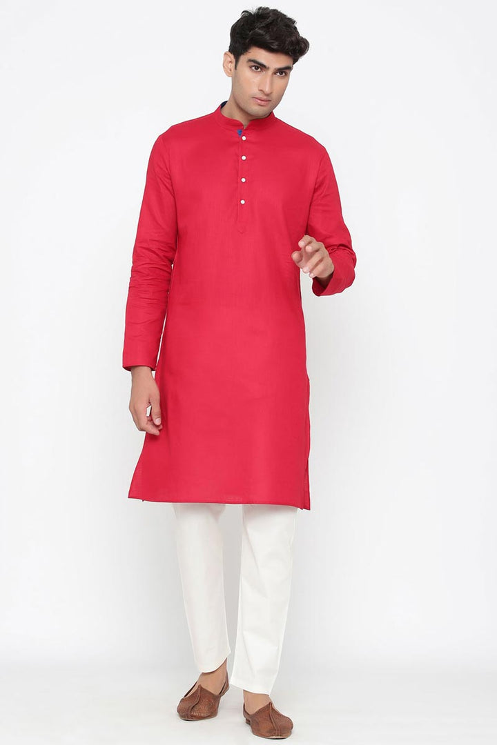 Rani Color Cotton Fabric Function Wear Designer Kurta Pyjama For Men