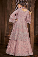 Load image into Gallery viewer, Net Fabric Embroidered Sharara Top Lehenga In Pink Color
