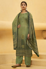 Load image into Gallery viewer, Mehendi Green Color Pashmina Fabric Casual Digital Printed Fancy Palazzo Suit
