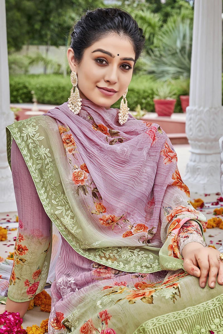 Georgette Fabric Casual Wear Pink Color Digital Printed Palazzo Suit