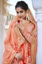Load image into Gallery viewer, Georgette Fabric Peach Color Casual Wear Digital Printed Palazzo Suit

