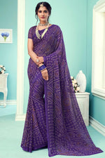 Load image into Gallery viewer, Vartika Singh Purple Bandhani Print Regular Wear Saree
