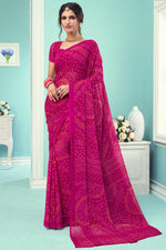Load image into Gallery viewer, Vartika Singh Chiffon Silk Daily Wear Bandhej Print Saree In Magenta Color
