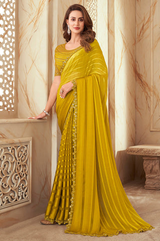 Superior Border Work Party Style Silk Saree