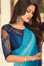 Load image into Gallery viewer, Sky Blue Color Trendy Art Silk Fabric Party Style Saree With Embroidered Blouse
