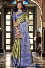 Load image into Gallery viewer, Organza Fabric Stunning Festive Style Saree In Green Color
