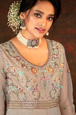 Load image into Gallery viewer, Dark Beige Color Embroidered Work Anarkali Suit
