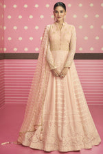 Load image into Gallery viewer, Peach Color Georgette Fabric Beautiful Embroidered Anarkali Suit
