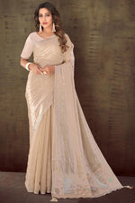 Load image into Gallery viewer, Marvelous Border Work On Organza Fabric Saree In Cream Color
