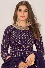 Load image into Gallery viewer, Sequins Work On Purple Color Aristocratic Georgette Fabric Sharara Top Lehenga
