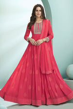 Load image into Gallery viewer, Pink Color Georgette Fabric Sober Embroidered Anarkali Suit
