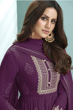Load image into Gallery viewer, Purple Color Georgette Fabric Riveting Embroidered Anarkali Suit
