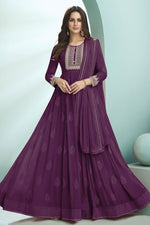 Load image into Gallery viewer, Purple Color Georgette Fabric Riveting Embroidered Anarkali Suit
