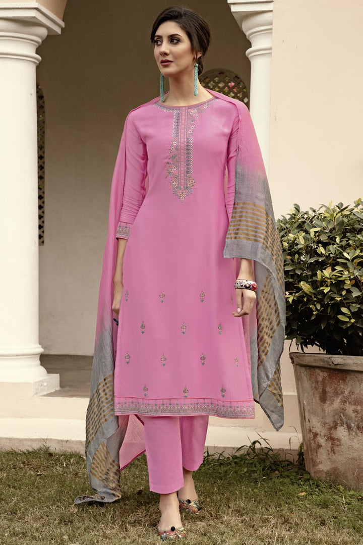 Pink Color Fancy Fabric Function Wear Embroidered Salwar Kameez