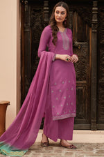 Load image into Gallery viewer, Pink Color Festive Wear Embroidered Fancy Fabric Palazzo Salwar Suit
