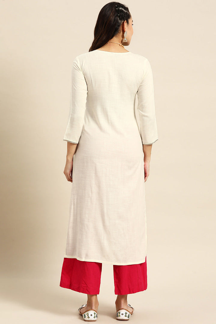 Rayon Fabric White Color Casual Wear Intriguing Kurti