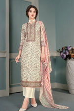 Load image into Gallery viewer, Digital Printed Off White Color Muslin Fabric Salwar Suit
