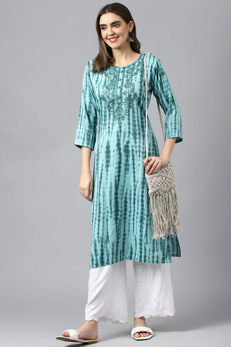 Rayon Fabric Printed Spectacular Straight Kurti